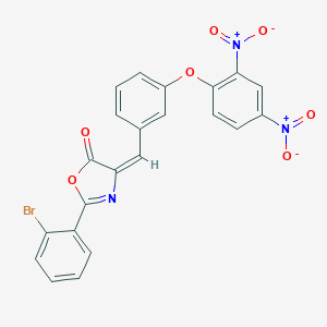 molecular formula C22H12BrN3O7 B401404 4-(3-{2,4-bisnitrophenoxy}benzylidene)-2-(2-bromophenyl)-1,3-oxazol-5(4H)-one 