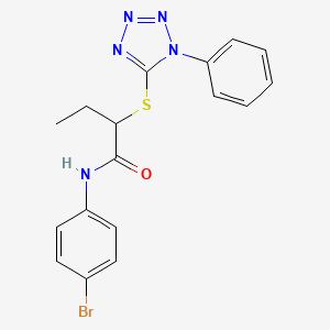 molecular formula C17H16BrN5OS B4014050 N-(4-bromophenyl)-2-[(1-phenyl-1H-tetrazol-5-yl)thio]butanamide 