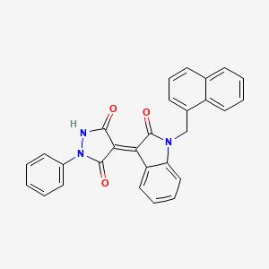 molecular formula C28H19N3O3 B4014057 4-[1-(1-naphthylmethyl)-2-oxo-1,2-dihydro-3H-indol-3-ylidene]-1-phenyl-3,5-pyrazolidinedione 