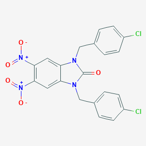 molecular formula C21H14Cl2N4O5 B401407 1,3-bis(4-chlorobenzyl)-5,6-bisnitro-1,3-dihydro-2H-benzimidazol-2-one 