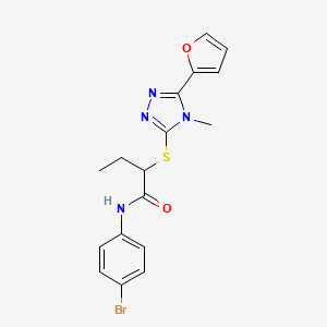 molecular formula C17H17BrN4O2S B4014082 N-(4-bromophenyl)-2-{[5-(2-furyl)-4-methyl-4H-1,2,4-triazol-3-yl]thio}butanamide 
