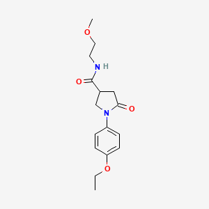 molecular formula C16H22N2O4 B4014090 1-(4-ethoxyphenyl)-N-(2-methoxyethyl)-5-oxo-3-pyrrolidinecarboxamide 
