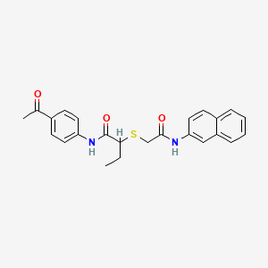 molecular formula C24H24N2O3S B4014098 N-(4-acetylphenyl)-2-{[2-(2-naphthylamino)-2-oxoethyl]thio}butanamide 