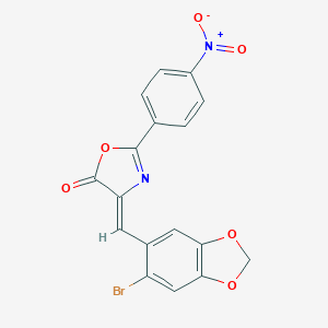 molecular formula C17H9BrN2O6 B401412 4-[(6-bromo-1,3-benzodioxol-5-yl)methylene]-2-{4-nitrophenyl}-1,3-oxazol-5(4H)-one 