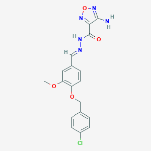 molecular formula C18H16ClN5O4 B401413 4-amino-N'-{4-[(4-chlorobenzyl)oxy]-3-methoxybenzylidene}-1,2,5-oxadiazole-3-carbohydrazide 