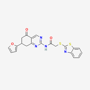 molecular formula C21H16N4O3S2 B4014159 2-(1,3-benzothiazol-2-ylthio)-N-[7-(2-furyl)-5-oxo-5,6,7,8-tetrahydro-2-quinazolinyl]acetamide 