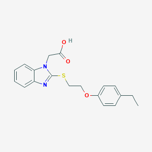 molecular formula C19H20N2O3S B401418 (2-{[2-(4-ethylphenoxy)ethyl]sulfanyl}-1H-benzimidazol-1-yl)acetic acid 