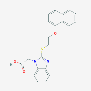 molecular formula C21H18N2O3S B401419 (2-{[2-(naphthalen-1-yloxy)ethyl]sulfanyl}-1H-benzimidazol-1-yl)acetic acid 