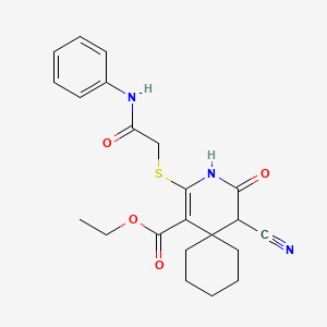 molecular formula C22H25N3O4S B4014196 ethyl 2-[(2-anilino-2-oxoethyl)thio]-5-cyano-4-oxo-3-azaspiro[5.5]undec-1-ene-1-carboxylate 