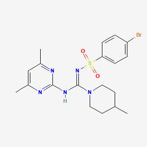 molecular formula C19H24BrN5O2S B4014230 N'-[(4-bromophenyl)sulfonyl]-N-(4,6-dimethyl-2-pyrimidinyl)-4-methyl-1-piperidinecarboximidamide 