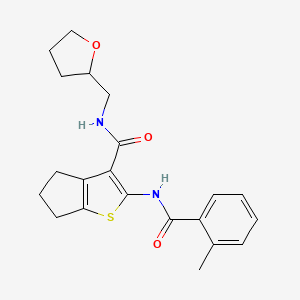 molecular formula C21H24N2O3S B4014233 2-[(2-methylbenzoyl)amino]-N-(tetrahydro-2-furanylmethyl)-5,6-dihydro-4H-cyclopenta[b]thiophene-3-carboxamide 