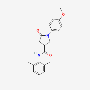 molecular formula C21H24N2O3 B4014243 N-mesityl-1-(4-methoxyphenyl)-5-oxo-3-pyrrolidinecarboxamide 