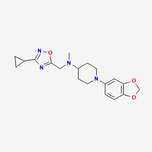 molecular formula C19H24N4O3 B4014257 1-(1,3-benzodioxol-5-yl)-N-[(3-cyclopropyl-1,2,4-oxadiazol-5-yl)methyl]-N-methylpiperidin-4-amine 