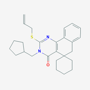 molecular formula C26H32N2OS B401426 3-(cyclopentylmethyl)-2-prop-2-enylsulfanylspiro[6H-benzo[h]quinazoline-5,1'-cyclohexane]-4-one CAS No. 332024-40-5