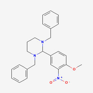 molecular formula C25H27N3O3 B4014264 1,3-dibenzyl-2-(4-methoxy-3-nitrophenyl)hexahydropyrimidine 
