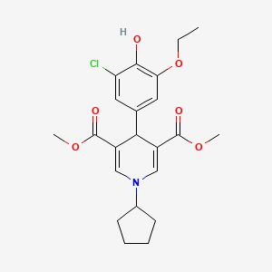 molecular formula C22H26ClNO6 B4014283 dimethyl 4-(3-chloro-5-ethoxy-4-hydroxyphenyl)-1-cyclopentyl-1,4-dihydro-3,5-pyridinedicarboxylate 