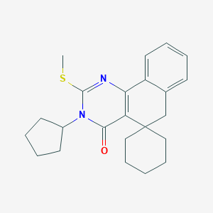 molecular formula C23H28N2OS B401429 3-cyclopentyl-2-(methylsulfanyl)-5,6-dihydro-4(3H)-oxospiro(benzo[h]quinazoline-5,1'-cyclohexane) CAS No. 330454-23-4