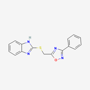 molecular formula C16H12N4OS B4014307 2-{[(3-phenyl-1,2,4-oxadiazol-5-yl)methyl]thio}-1H-benzimidazole 
