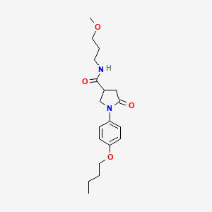 molecular formula C19H28N2O4 B4014309 1-(4-butoxyphenyl)-N-(3-methoxypropyl)-5-oxo-3-pyrrolidinecarboxamide 