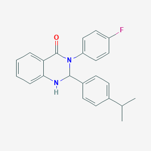 molecular formula C23H21FN2O B4014323 3-(4-fluorophenyl)-2-(4-isopropylphenyl)-2,3-dihydro-4(1H)-quinazolinone 
