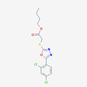 molecular formula C14H14Cl2N2O3S B401433 2-[[5-(2,4-Dichlorophenyl)-1,3,4-oxadiazol-2-yl]thio]acetic acid butyl ester 