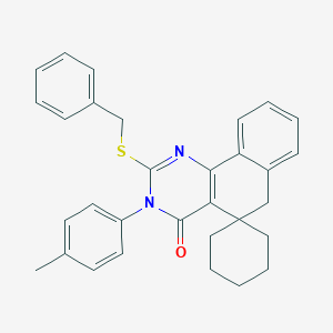 molecular formula C31H30N2OS B401435 2-benzylsulfanyl-3-(4-methylphenyl)spiro[6H-benzo[h]quinazoline-5,1'-cyclohexane]-4-one CAS No. 289711-75-7
