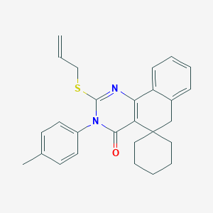 molecular formula C27H28N2OS B401436 3-(4-methylphenyl)-2-prop-2-enylsulfanylspiro[6H-benzo[h]quinazoline-5,1'-cyclohexane]-4-one CAS No. 289711-77-9