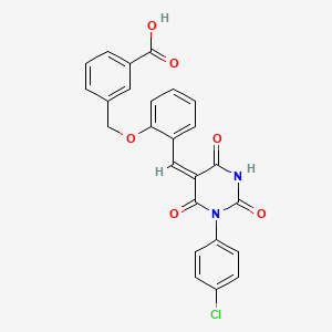 molecular formula C25H17ClN2O6 B4014374 3-[(2-{[1-(4-chlorophenyl)-2,4,6-trioxotetrahydro-5(2H)-pyrimidinylidene]methyl}phenoxy)methyl]benzoic acid 