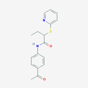molecular formula C17H18N2O2S B4014382 N-(4-acetylphenyl)-2-(2-pyridinylthio)butanamide 