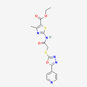 molecular formula C16H15N5O4S2 B4014389 ethyl 4-methyl-2-[({[5-(4-pyridinyl)-1,3,4-oxadiazol-2-yl]thio}acetyl)amino]-1,3-thiazole-5-carboxylate 