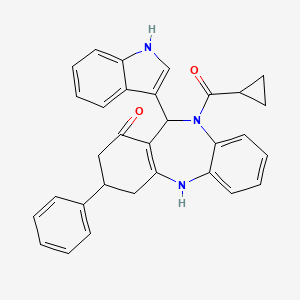 molecular formula C31H27N3O2 B4014412 10-(cyclopropylcarbonyl)-11-(1H-indol-3-yl)-3-phenyl-2,3,4,5,10,11-hexahydro-1H-dibenzo[b,e][1,4]diazepin-1-one 