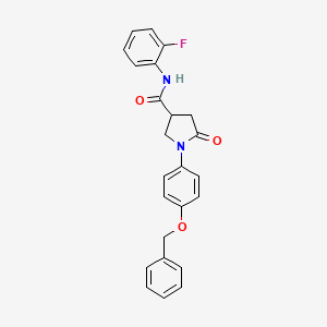 molecular formula C24H21FN2O3 B4014431 1-[4-(benzyloxy)phenyl]-N-(2-fluorophenyl)-5-oxo-3-pyrrolidinecarboxamide 