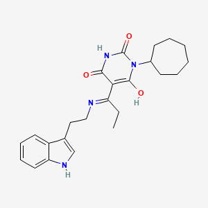 molecular formula C24H30N4O3 B4014444 1-cycloheptyl-5-(1-{[2-(1H-indol-3-yl)ethyl]amino}propylidene)-2,4,6(1H,3H,5H)-pyrimidinetrione 