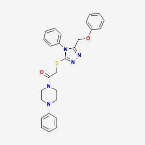 1-({[5-(phenoxymethyl)-4-phenyl-4H-1,2,4-triazol-3-yl]thio}acetyl)-4-phenylpiperazine