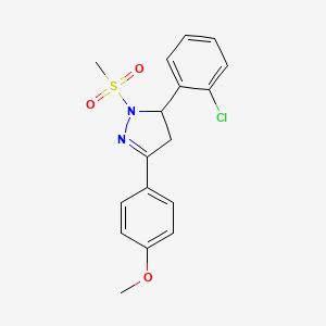 molecular formula C17H17ClN2O3S B4014481 5-(2-chlorophenyl)-3-(4-methoxyphenyl)-1-(methylsulfonyl)-4,5-dihydro-1H-pyrazole 