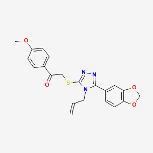molecular formula C21H19N3O4S B4014487 2-{[4-allyl-5-(1,3-benzodioxol-5-yl)-4H-1,2,4-triazol-3-yl]thio}-1-(4-methoxyphenyl)ethanone 