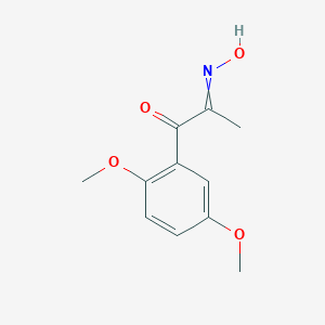 molecular formula C11H13NO4 B040145 [2-(2,5-Dimethoxyphenyl)-1-methyl-2-oxoethylidene]hydroxyammonium chloride CAS No. 121347-31-7