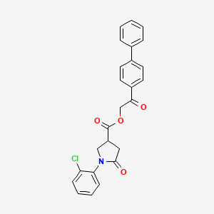 molecular formula C25H20ClNO4 B4014510 2-(4-biphenylyl)-2-oxoethyl 1-(2-chlorophenyl)-5-oxo-3-pyrrolidinecarboxylate 
