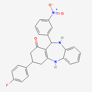 molecular formula C25H20FN3O3 B4014512 3-(4-fluorophenyl)-11-(3-nitrophenyl)-2,3,4,5,10,11-hexahydro-1H-dibenzo[b,e][1,4]diazepin-1-one 