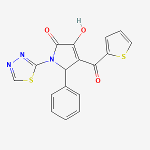 molecular formula C17H11N3O3S2 B4014527 3-hydroxy-5-phenyl-1-(1,3,4-thiadiazol-2-yl)-4-(2-thienylcarbonyl)-1,5-dihydro-2H-pyrrol-2-one 