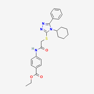 molecular formula C25H28N4O3S B4014542 ethyl 4-({[(4-cyclohexyl-5-phenyl-4H-1,2,4-triazol-3-yl)thio]acetyl}amino)benzoate 