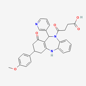 molecular formula C29H27N3O5 B4014554 4-[3-(4-methoxyphenyl)-1-oxo-11-(3-pyridinyl)-1,2,3,4,5,11-hexahydro-10H-dibenzo[b,e][1,4]diazepin-10-yl]-4-oxobutanoic acid 