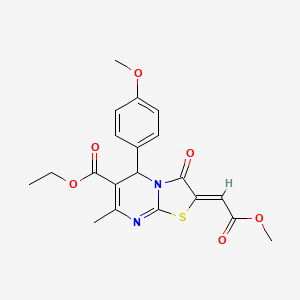 molecular formula C20H20N2O6S B4014567 ethyl 2-(2-methoxy-2-oxoethylidene)-5-(4-methoxyphenyl)-7-methyl-3-oxo-2,3-dihydro-5H-[1,3]thiazolo[3,2-a]pyrimidine-6-carboxylate 