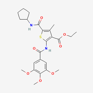 molecular formula C24H30N2O7S B4014602 ethyl 5-[(cyclopentylamino)carbonyl]-4-methyl-2-[(3,4,5-trimethoxybenzoyl)amino]-3-thiophenecarboxylate 