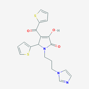 molecular formula C19H17N3O3S2 B4014608 3-hydroxy-1-[3-(1H-imidazol-1-yl)propyl]-5-(2-thienyl)-4-(2-thienylcarbonyl)-1,5-dihydro-2H-pyrrol-2-one 