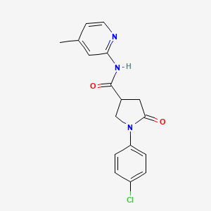 molecular formula C17H16ClN3O2 B4014630 1-(4-chlorophenyl)-N-(4-methyl-2-pyridinyl)-5-oxo-3-pyrrolidinecarboxamide 