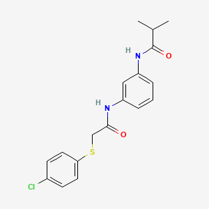 molecular formula C18H19ClN2O2S B4014645 N-[3-({[(4-chlorophenyl)thio]acetyl}amino)phenyl]-2-methylpropanamide 