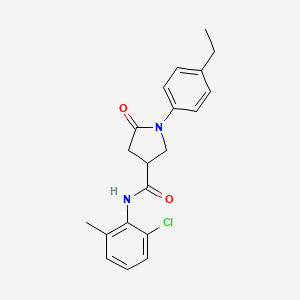 molecular formula C20H21ClN2O2 B4014684 N-(2-chloro-6-methylphenyl)-1-(4-ethylphenyl)-5-oxo-3-pyrrolidinecarboxamide 