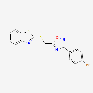 molecular formula C16H10BrN3OS2 B4014696 2-({[3-(4-bromophenyl)-1,2,4-oxadiazol-5-yl]methyl}thio)-1,3-benzothiazole 