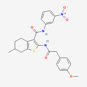 molecular formula C25H25N3O5S B4014697 2-{[(4-methoxyphenyl)acetyl]amino}-6-methyl-N-(3-nitrophenyl)-4,5,6,7-tetrahydro-1-benzothiophene-3-carboxamide 